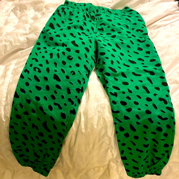 Clare V Pants - Clare V green leopard sweatpants